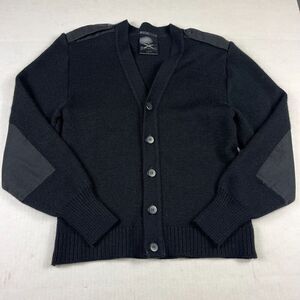 Military Equipment Wool Blend Cardigan Sweater Black Button Up Utility 38R Med